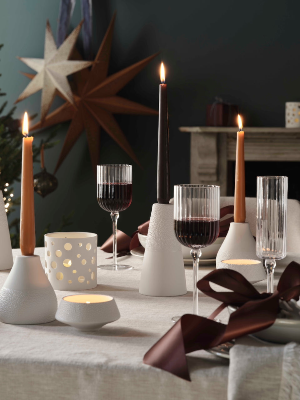 Set of 4 Espresso Taper Candles