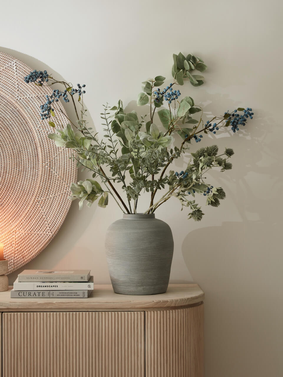 Oban White Rattan Patterned Wall Hanging