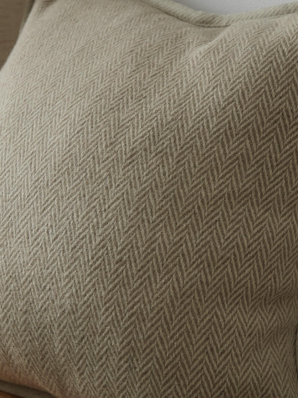 Cream Herringbone Wool Cushion Cover 50 x 50 cm