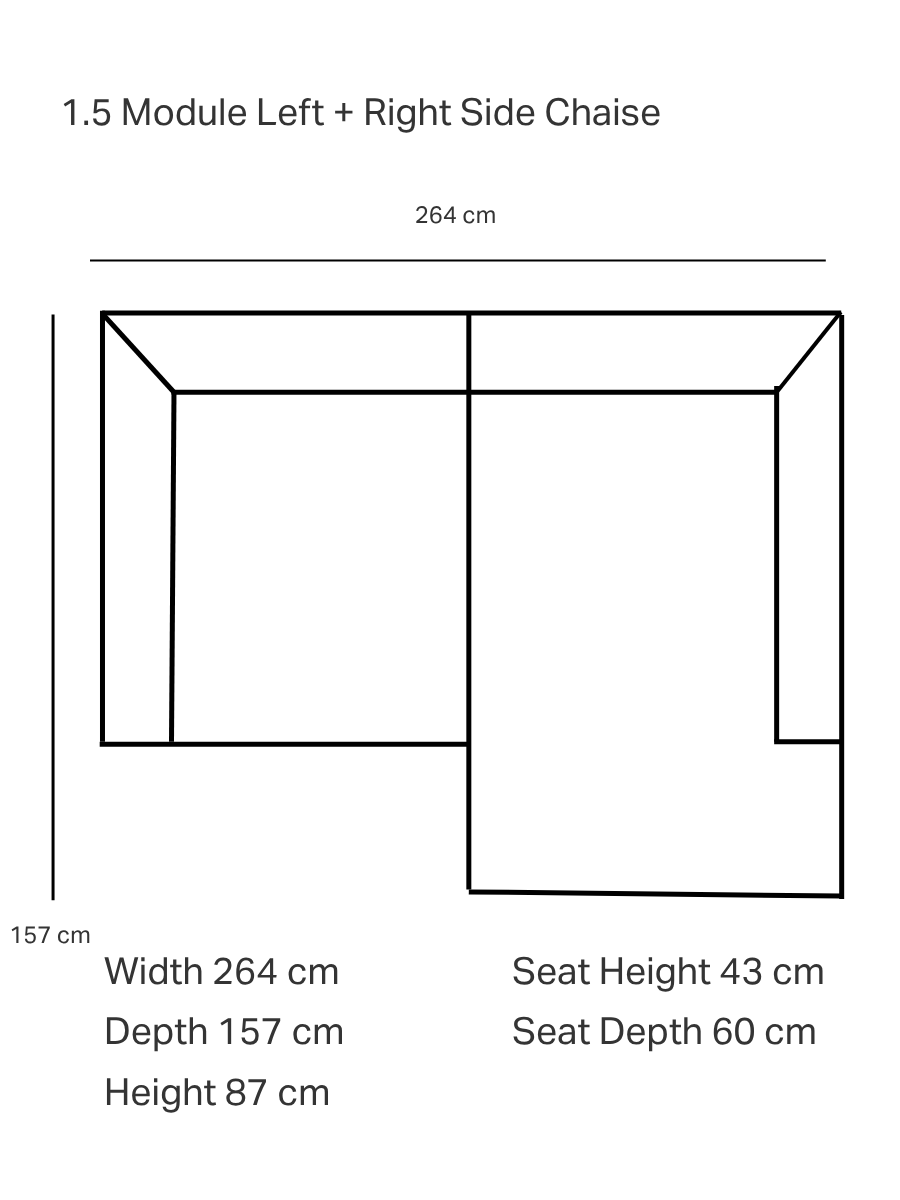 Hudson Fabric Chaise Lounge Sofa