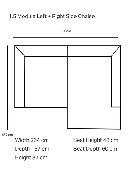 Hudson Fabric Chaise Lounge Sofa