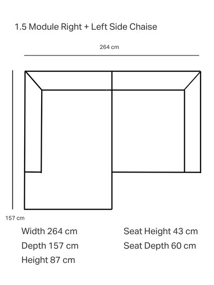 Hudson Fabric Chaise Lounge Sofa