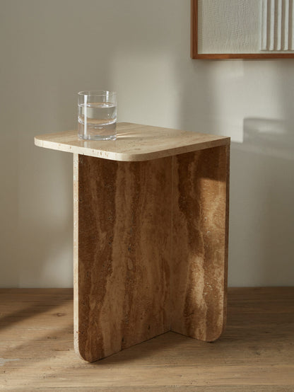 Preston Travertine Side Table