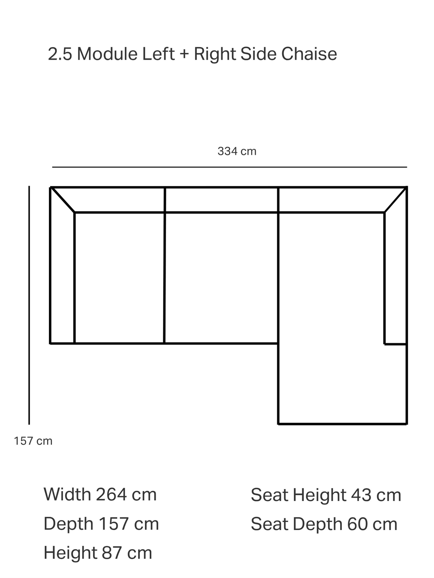 Hudson Fabric Chaise Lounge Sofa