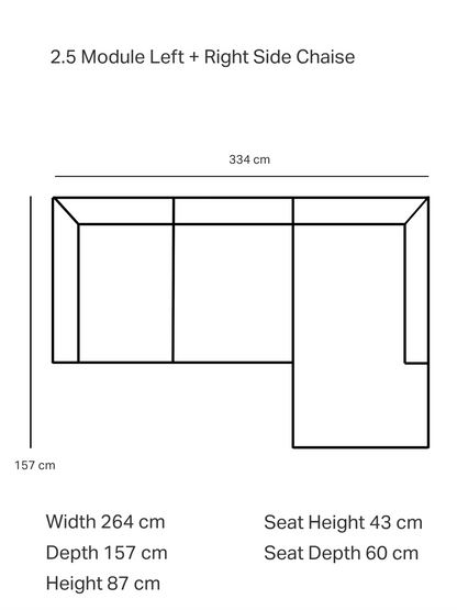 Hudson Fabric Chaise Lounge Sofa