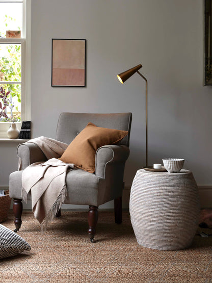 Oyne White Rattan Stool