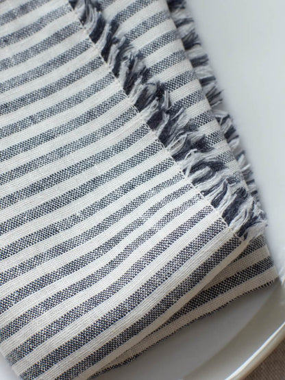 Set of 2 Ink Thin Stripe Linen Napkins