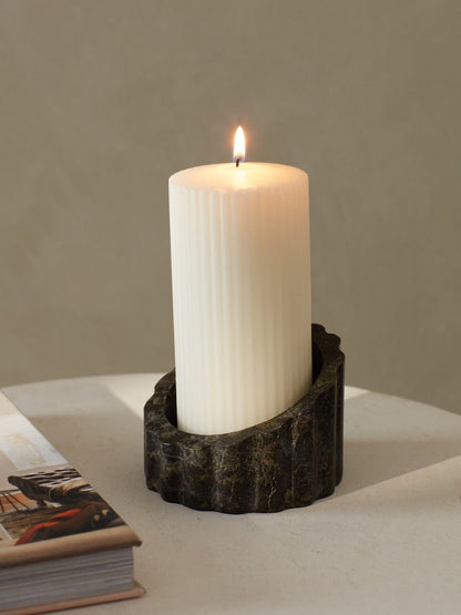 Ribbed Green Marble Holder