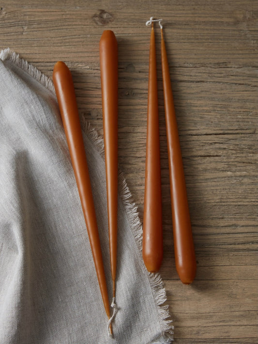Set of 4 Camel Taper Candles