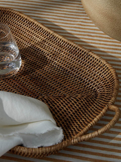 Cove Antique Brown Rattan Tray