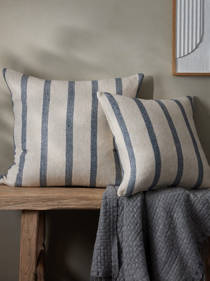 Steel and Cream Stripe Cushion Cover