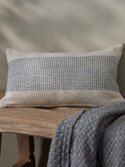 Steel and Cream Woven Cushion Cover 30x50