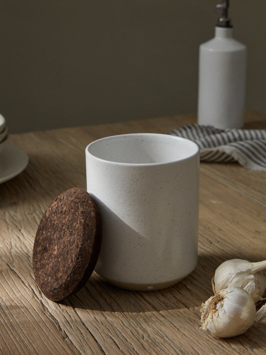 Nova White Ceramic Garlic Canister