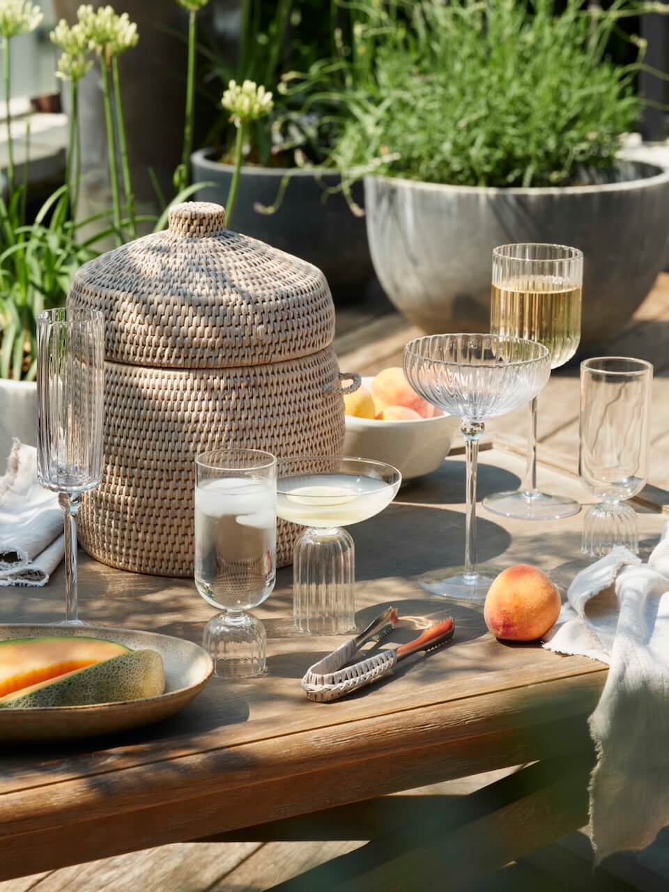 Minto White Rattan Ice Bucket