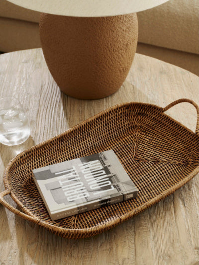 Cove Antique Brown Rattan Tray