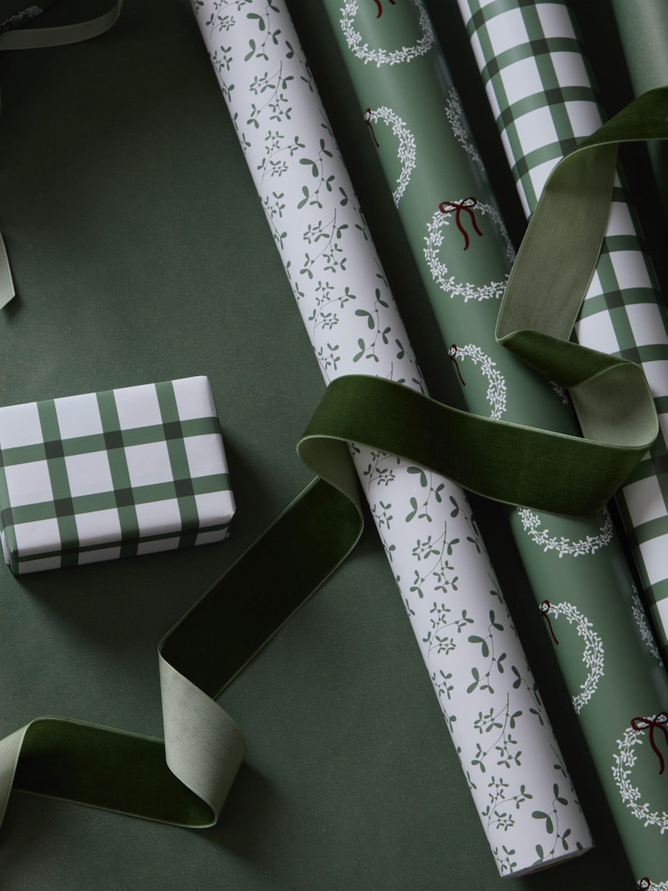 10m Green Check Wrapping Paper