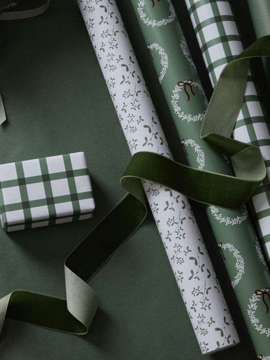 10m Green Check Wrapping Paper