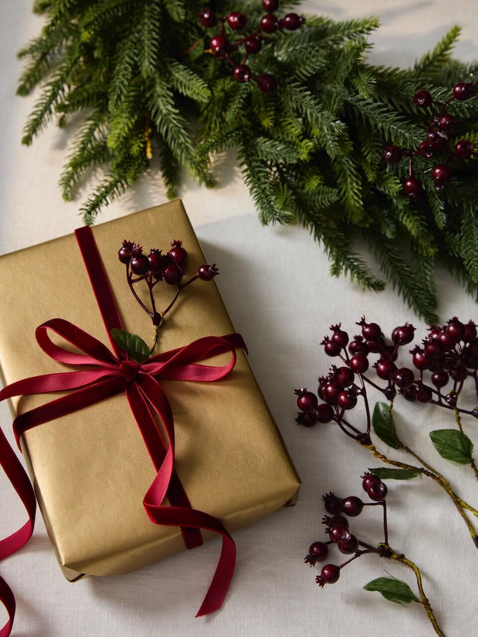 Set of 20 Faux Burgundy Berry Stems