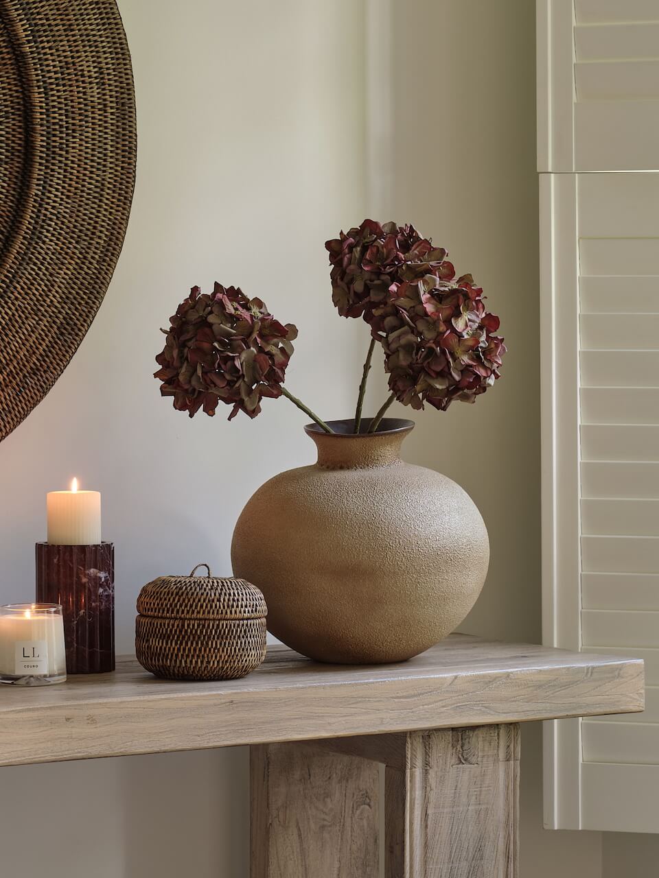 Faux Burgundy Hydrangea Stem