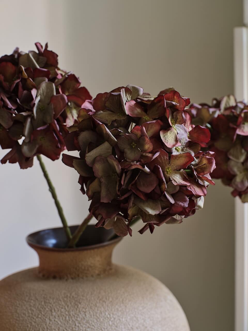 Faux Burgundy Hydrangea Stem