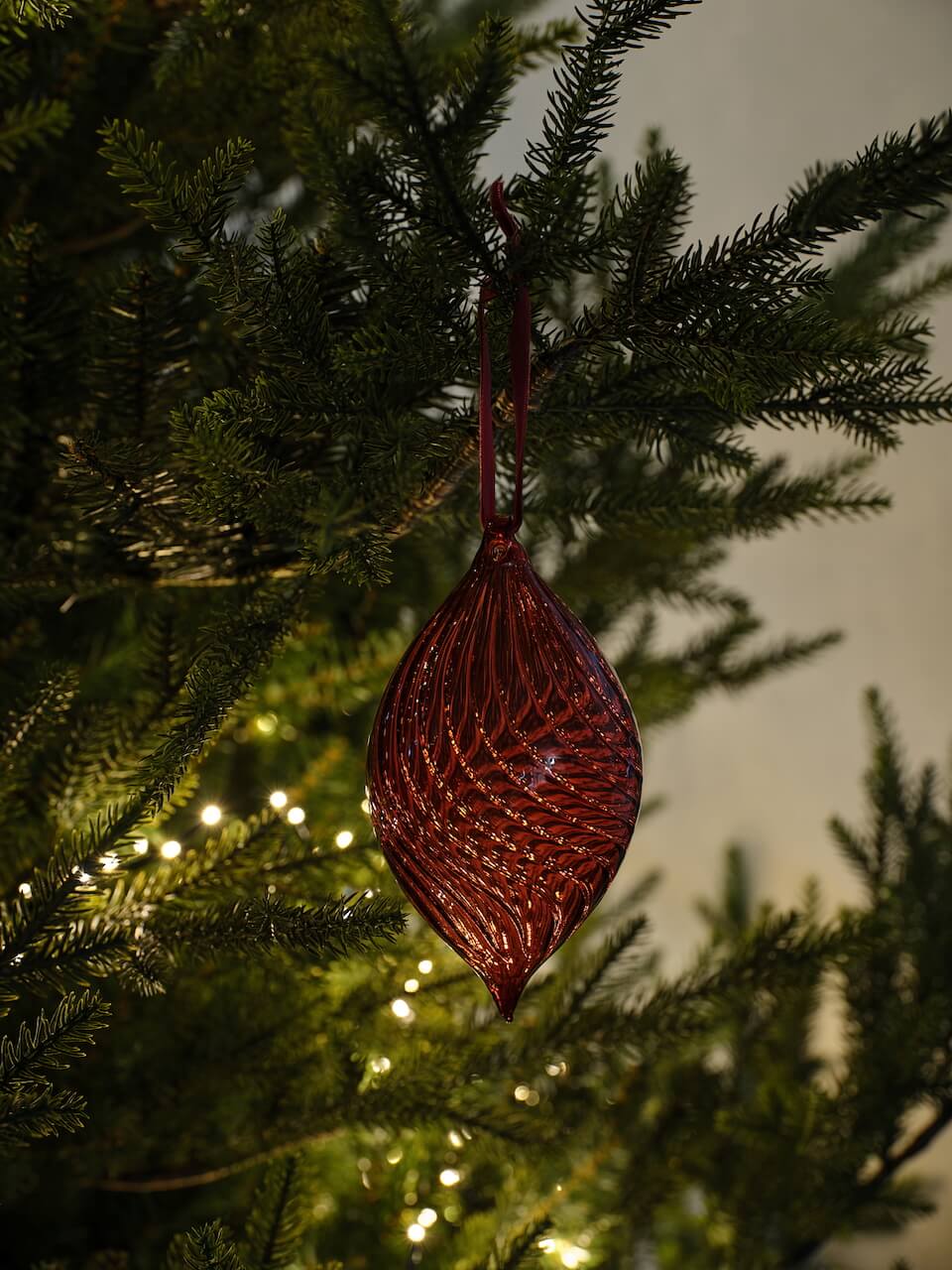 Set of 3 Twisted Burgundy Glass Baubles