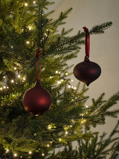 Set of 6 Frosted Burgundy Baubles