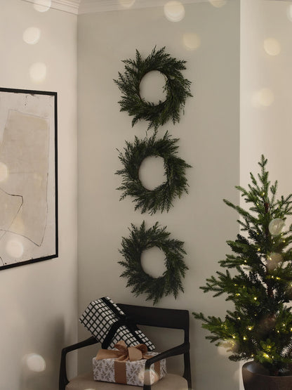 Set of 3 Faux Evergreen Wreaths