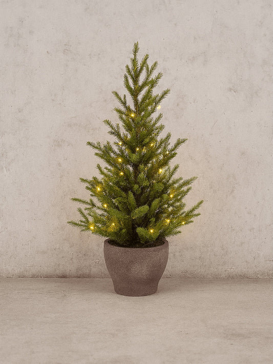 4ft Pre-Lit Norway Potted Artificial Christmas Tree Indoor/Outdoor