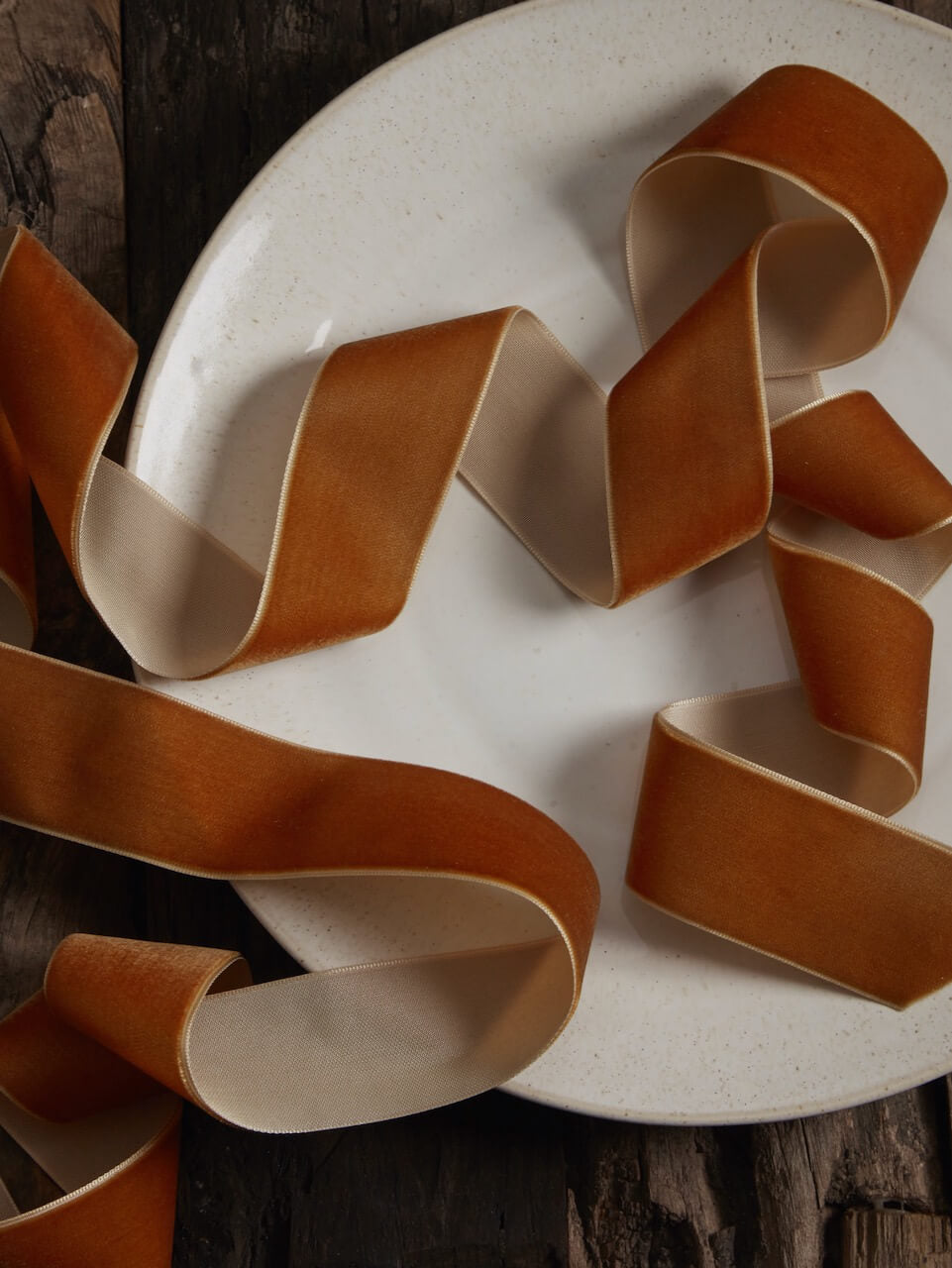 10m Burnished Gold Velvet Ribbon