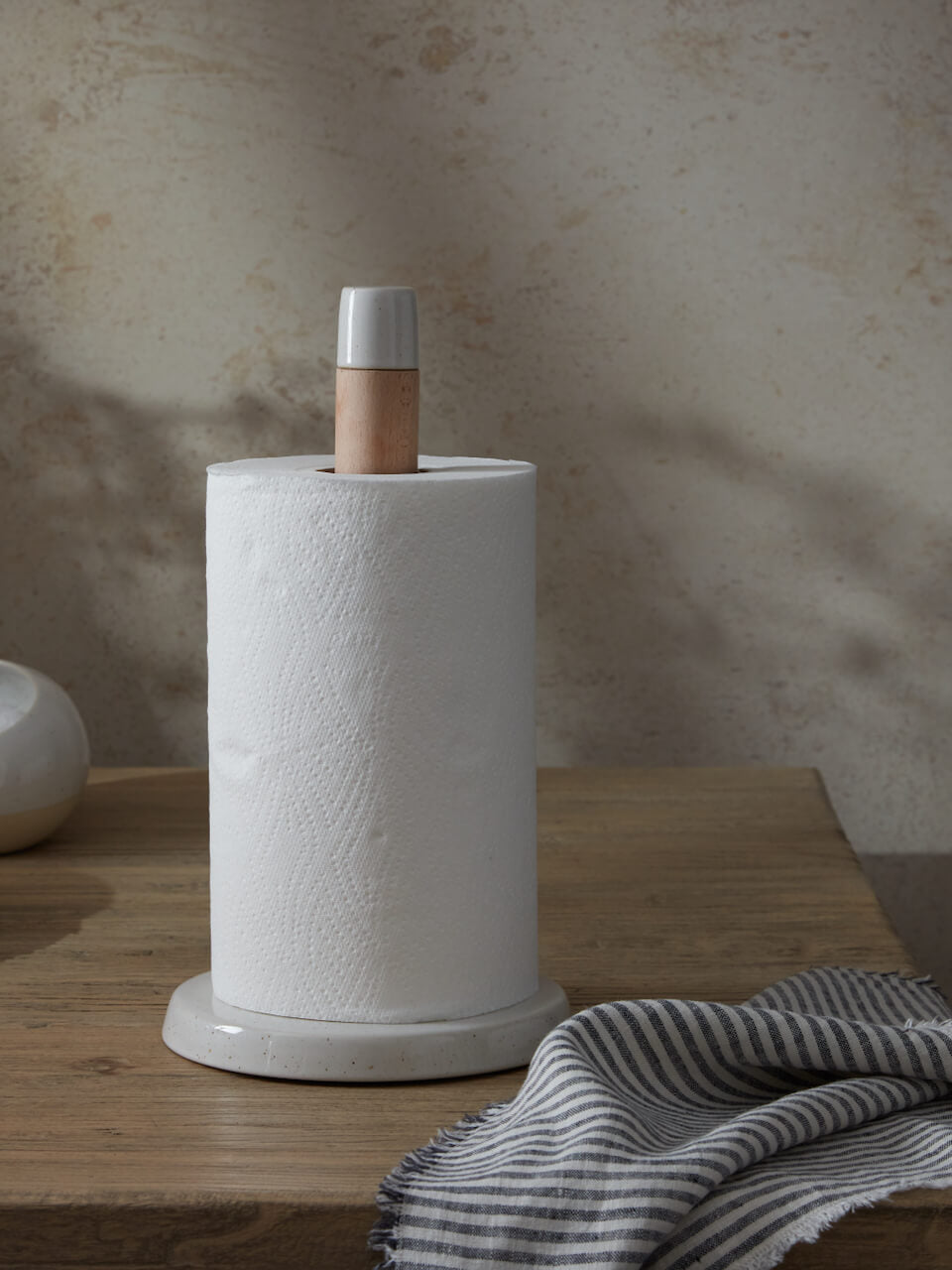 Cream Stoneware Kitchen Roll Holder