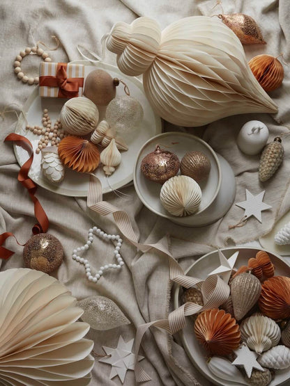 Set of 3 Rust Paper Bauble Decorations