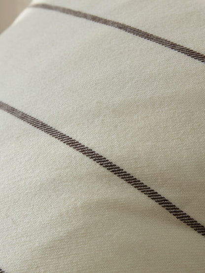 Cream & Brown Stripe Wool Cushion Cover  50x50