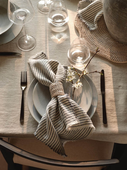 Set of 6 Rattan Napkin Rings White