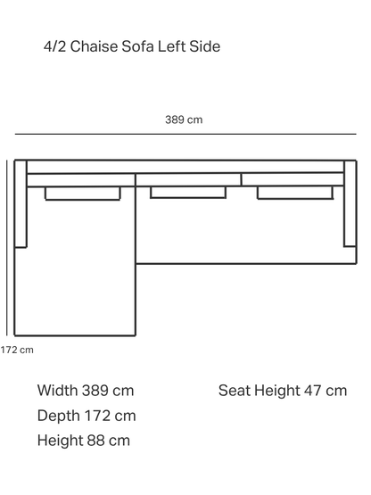 Elba Fabric Chaise Lounge Sofa