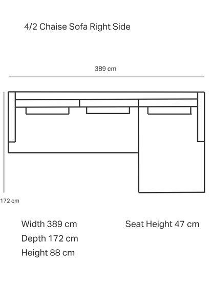 Elba Fabric Chaise Lounge Sofa