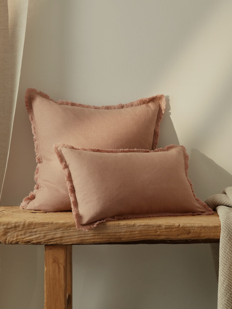 Fringe Linen Cushion Cover Café Crème