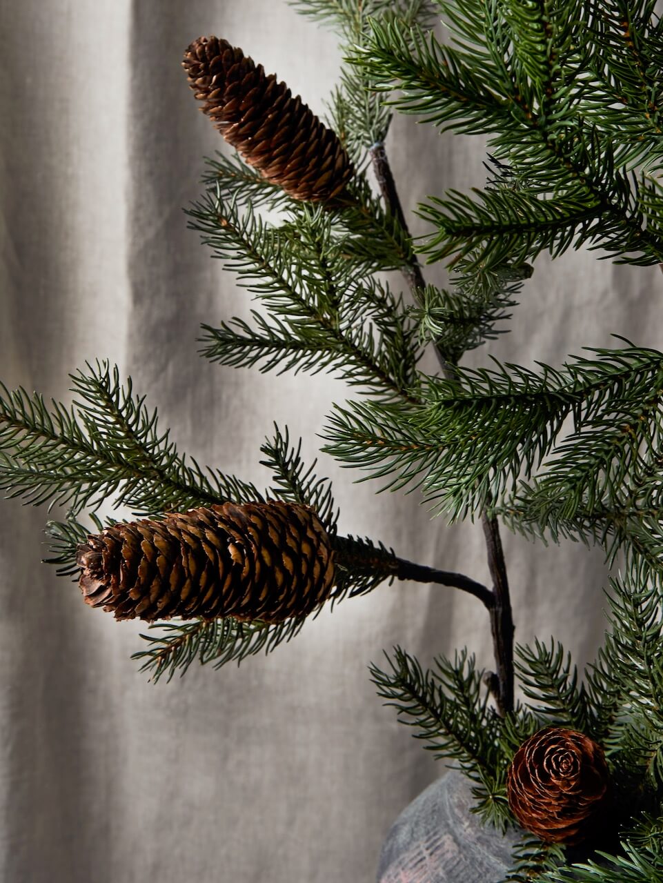 Set of 3 Faux Fir Branch with Cones