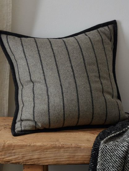 Grey Stripe Wool Cushion Cover 50 x 50 cm