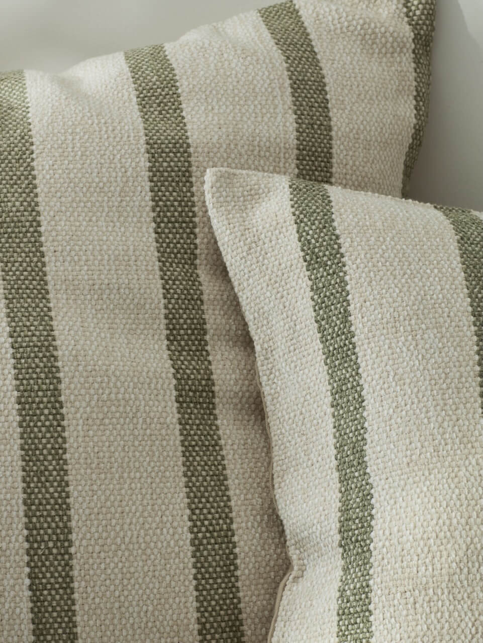 Green and Cream Stripe Cushion Cover