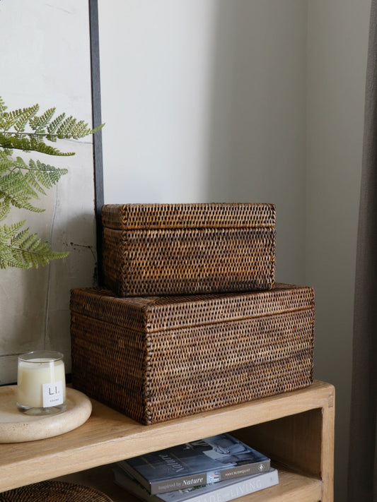 Cullen Antique Brown Rattan Storage Box
