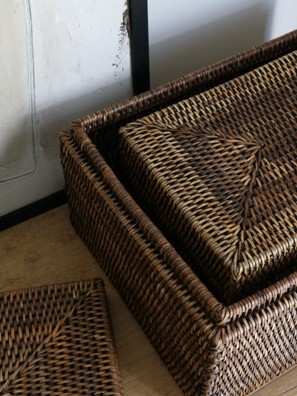 Cullen Antique Brown Rattan Storage Box