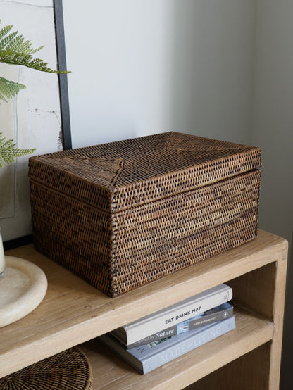 Cullen Antique Brown Rattan Storage Box