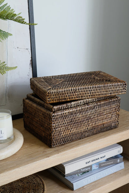 Cullen Antique Brown Rattan Storage Box