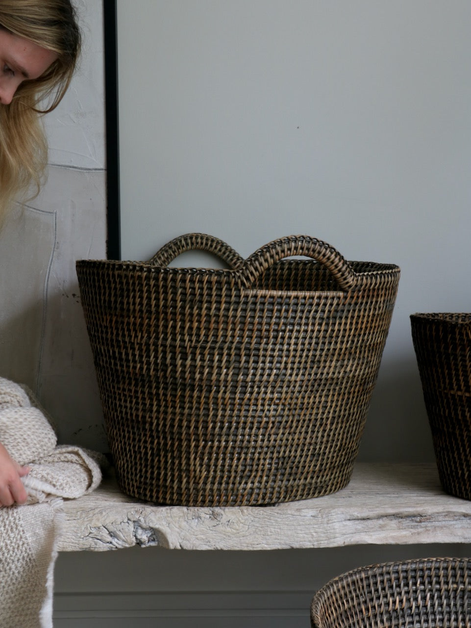Nairn Brown Rattan Bucket Basket