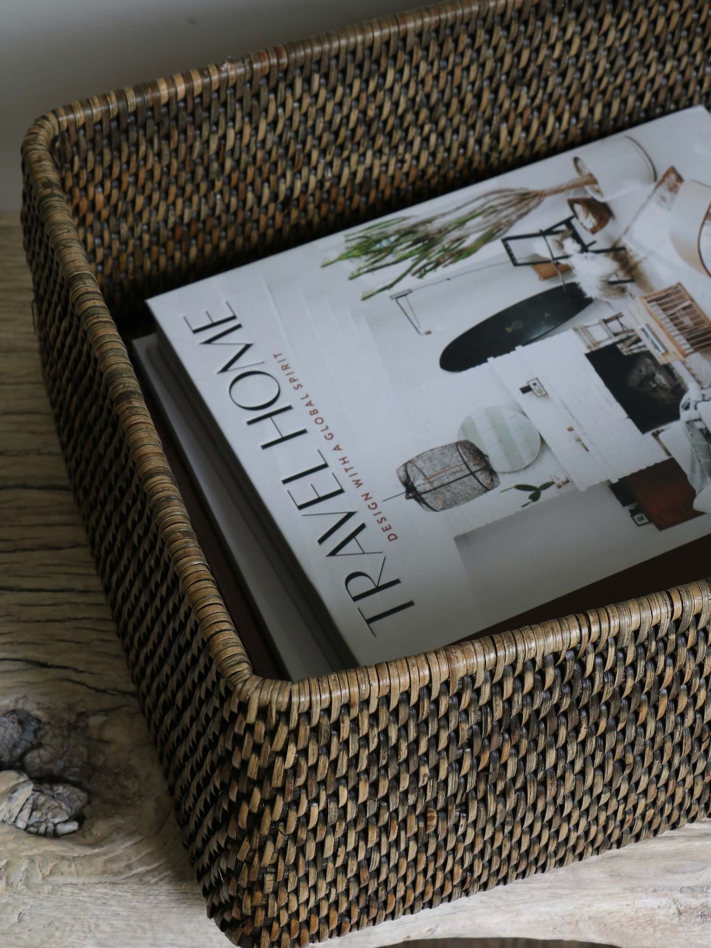 Blair Antique Brown Rattan Shelf Basket