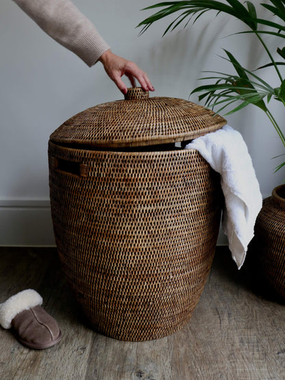 Jarra Antique Brown Rattan Laundry Basket