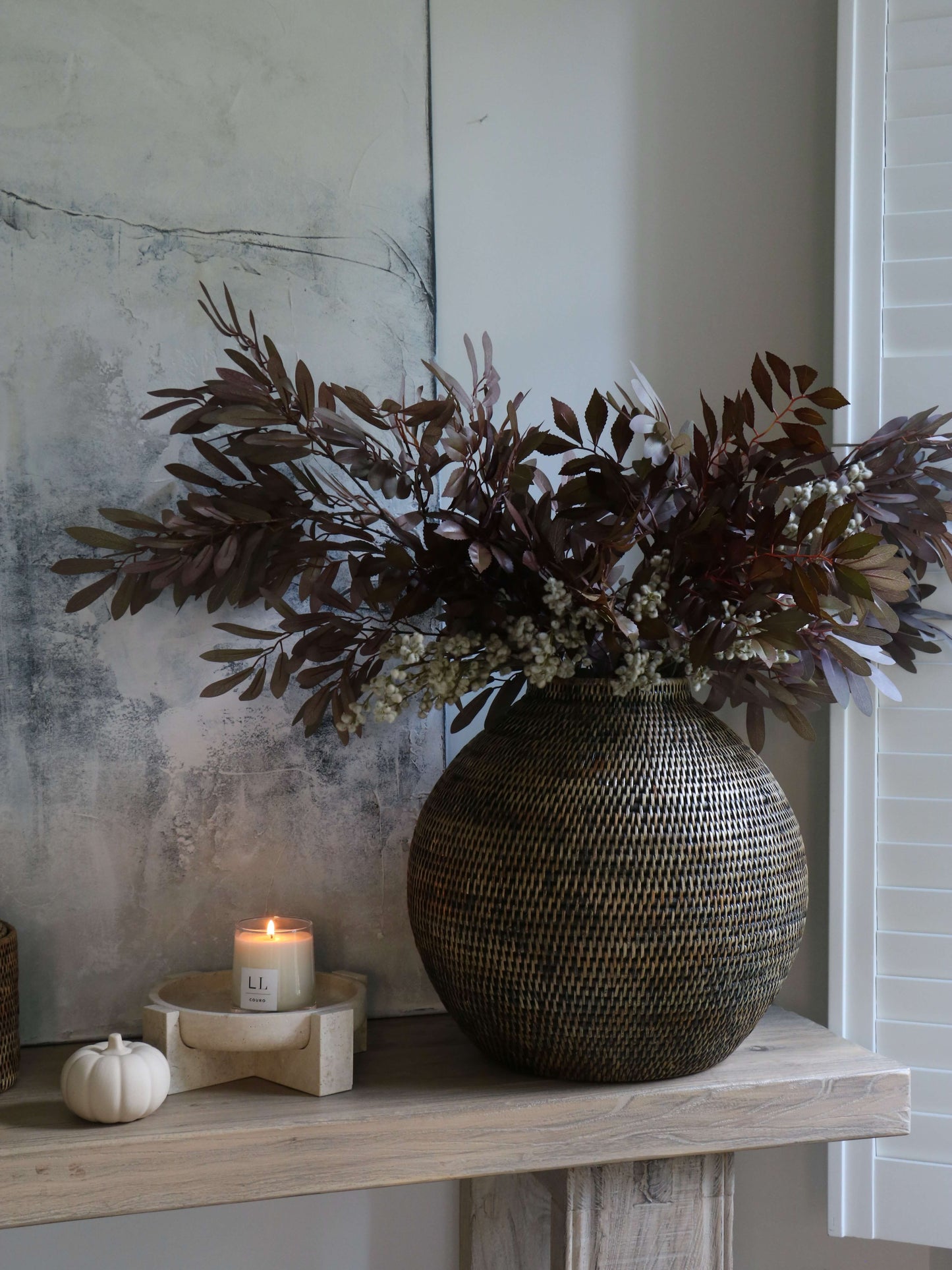 Lundie Antique Brown Rattan Vase