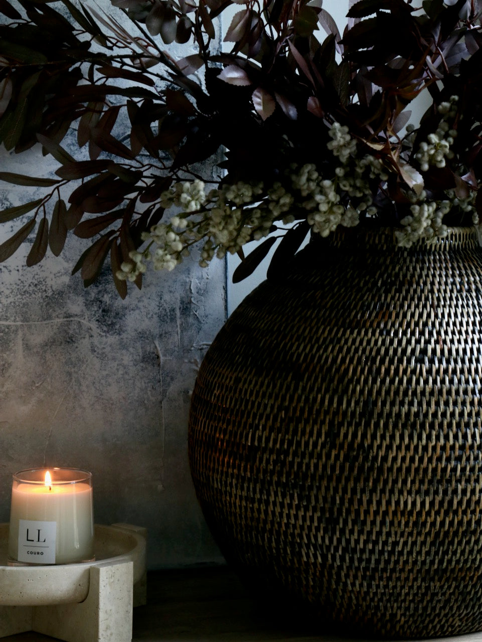 Lundie Antique Brown Rattan Vase