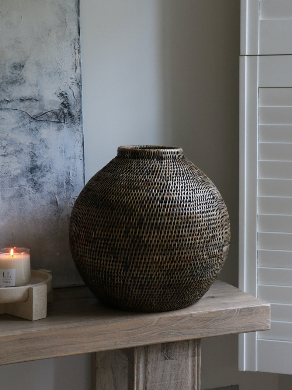 Lundie Antique Brown Rattan Vase