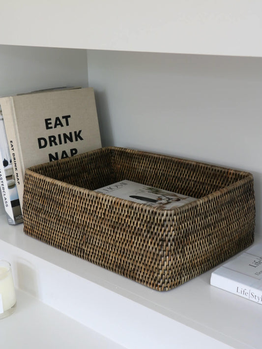 Blair Antique Brown Rattan Shelf Basket